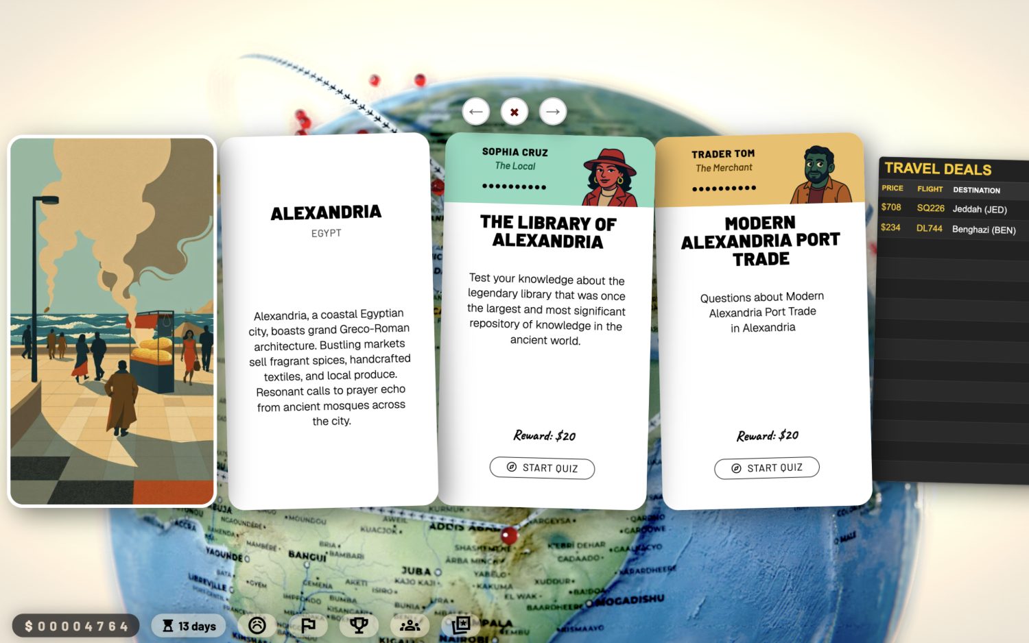 Destination and topic cards