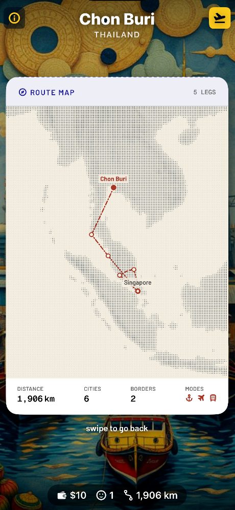 The route map across Southeast Asia