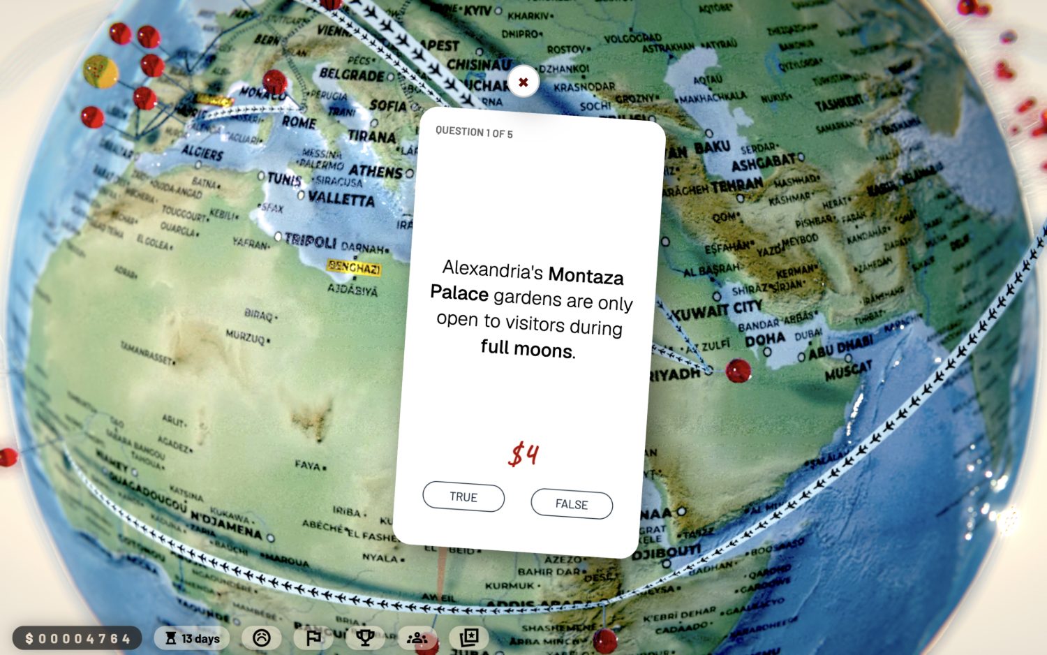 True/False trivia over the globe